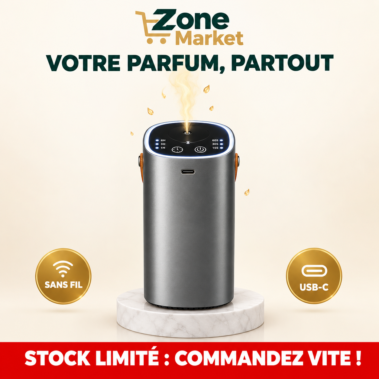 Diffuseur de Parfum Portable Rechargeable– Élégant & Sans Fil