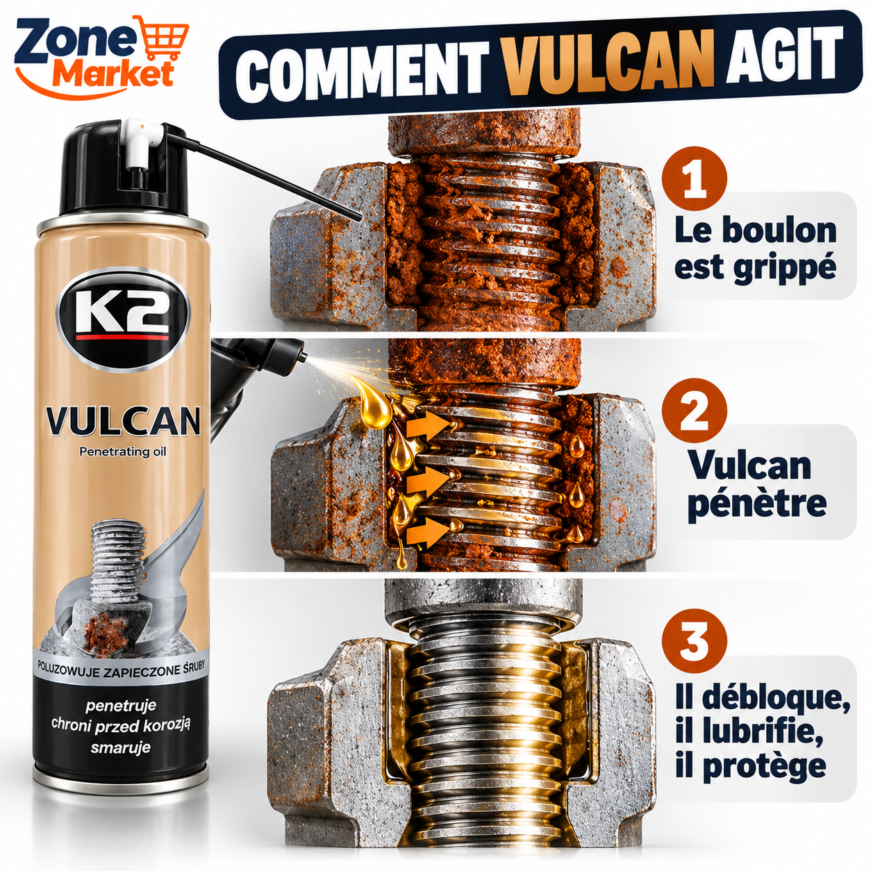 K2 Vulcan : Le spray qui débloque tout, même la rouille la plus têtue 🔩