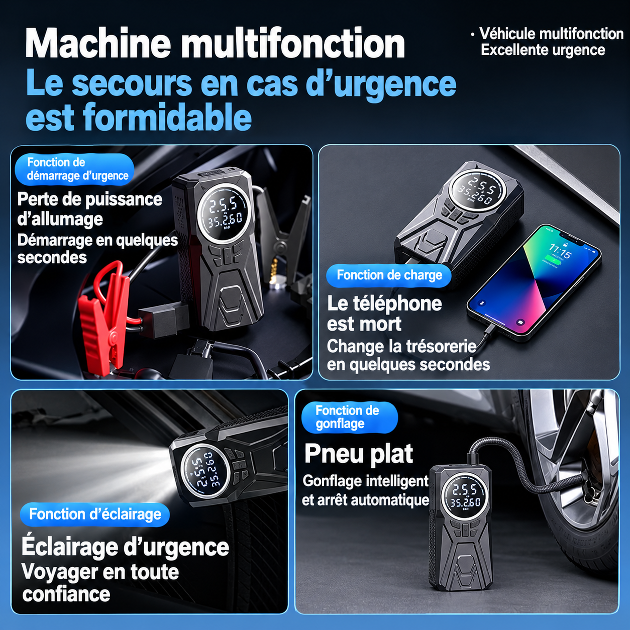Booster de Batterie & Gonfleur Intelligent 2-en-1 – Le Sauveur des Chauffeurs Guinéens