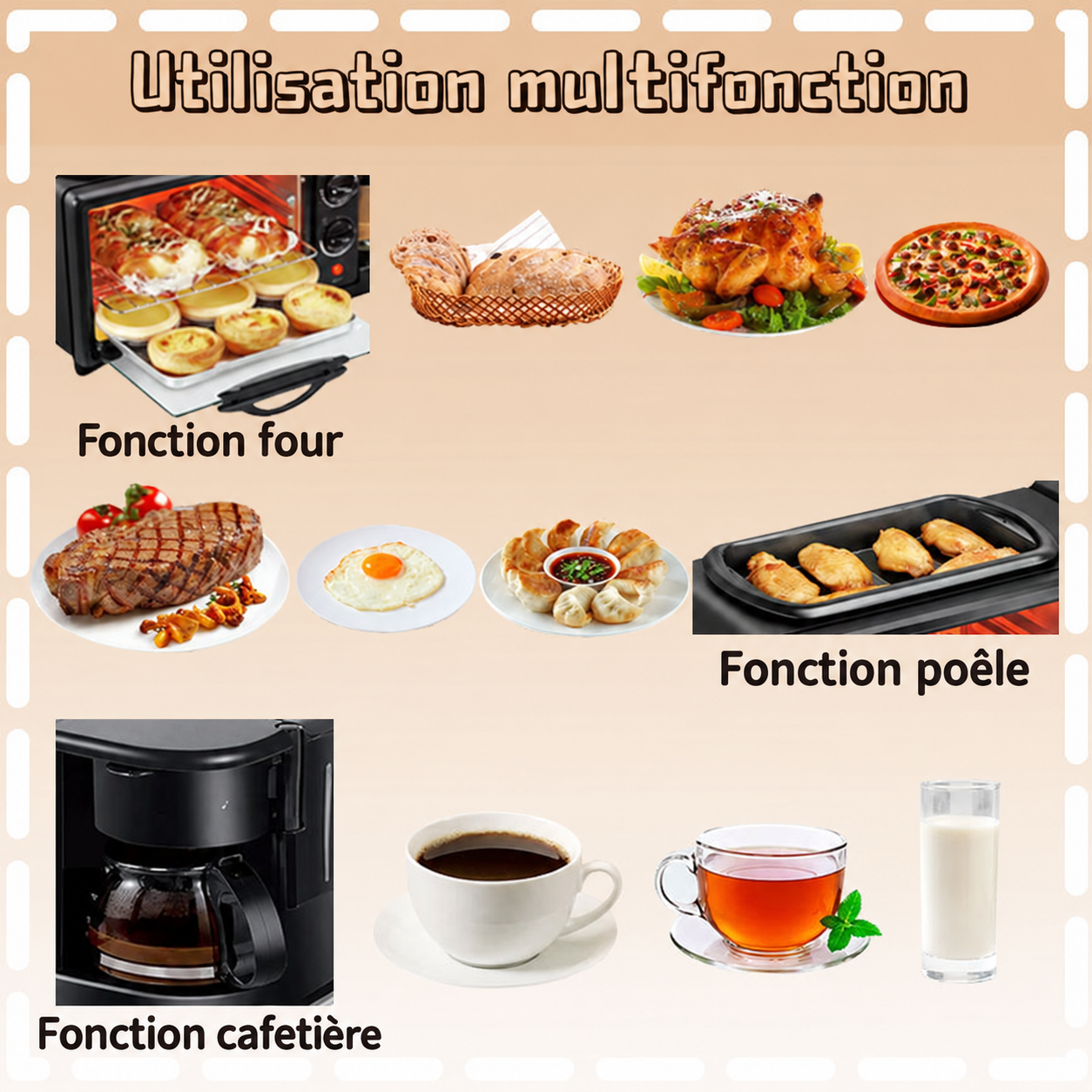 ☕ Machine Petit-Déjeuner 3 en 1 : Four + Plaque de Cuisson + Cafetière, tout dans un seul appareil !