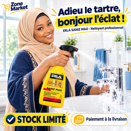 ERLA SANIZ MAX – Détartrant et Nettoyant Sanitaire Puissant (Prêt à l'emploi)