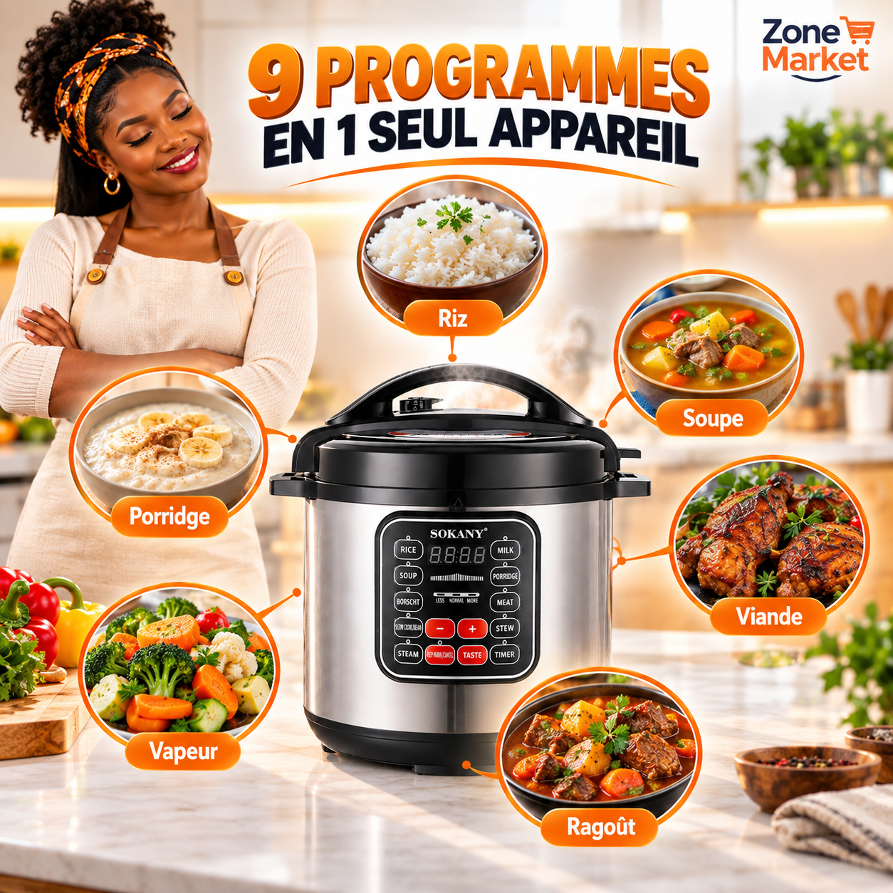 🎯 Autocuiseur Électrique Intelligent SOKANY  – Cuisinez vos Plats Préférés 3x Plus Vite !