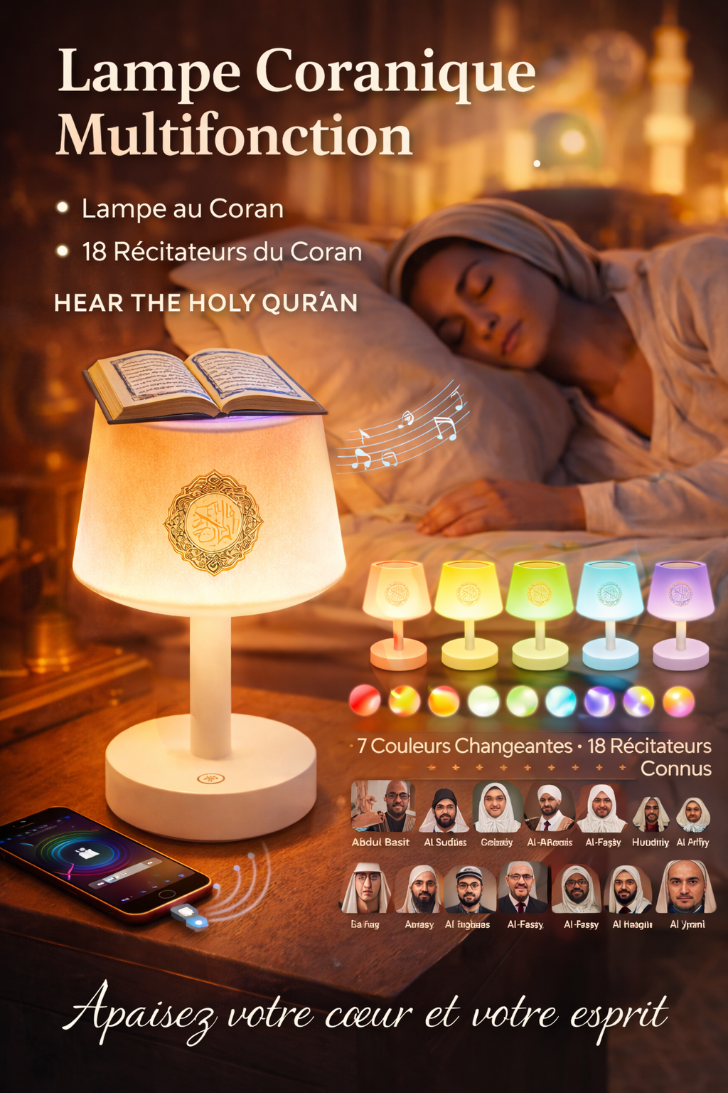 Lampe Coranique Audio LED + Télécommande
