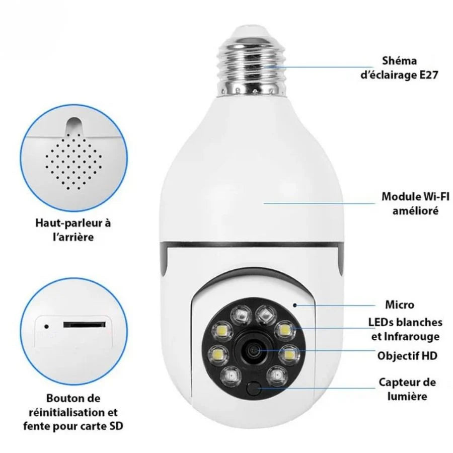La caméra de surveillance intelligente rotative 360°