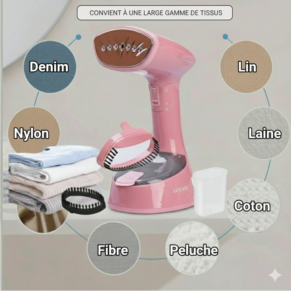 DÉFROISSEUR À VAPEUR AVEC DOUBLE MULTIFONCTION .