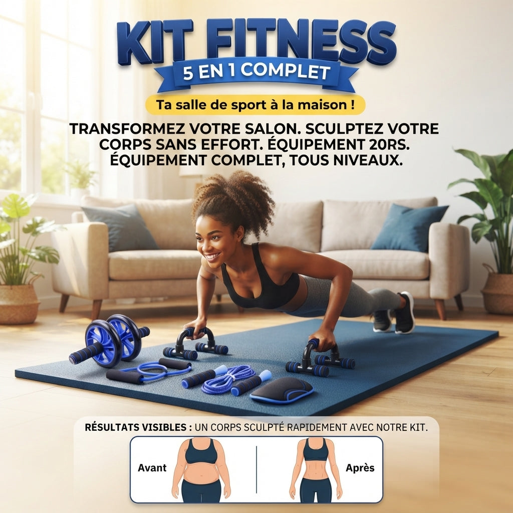KIT FITNESS 5 EN 1 COMPLET : Votre salle de sport à la maison !