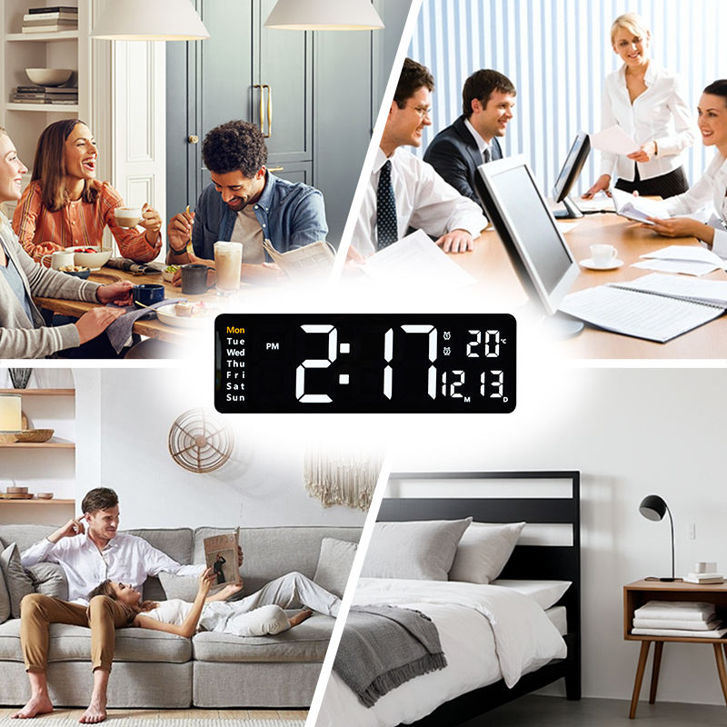 ⏰ Horloge Murale LED Géante SM-601 : L'heure, la date et la température, visibles de partout !