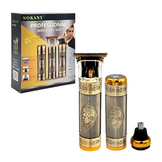 Pack Pro Sokany SK-16030 (3 pièces : tondeuse T-blade,    tête nez/oreilles, capuchon protection)