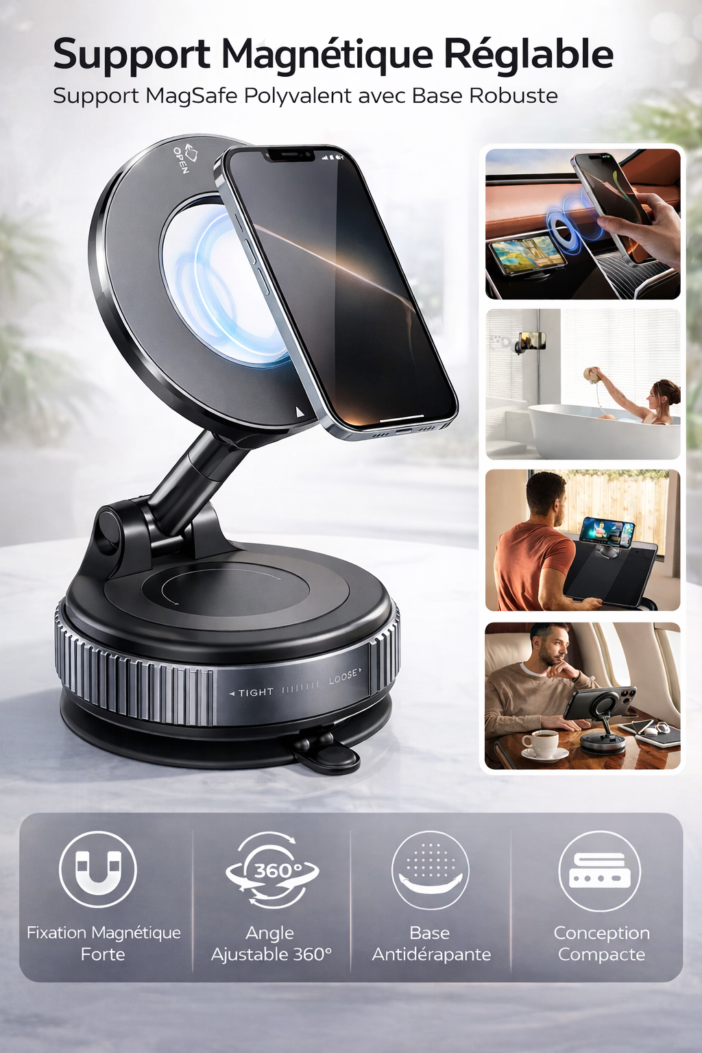 Support téléphone Magnétique Rotatif 360°