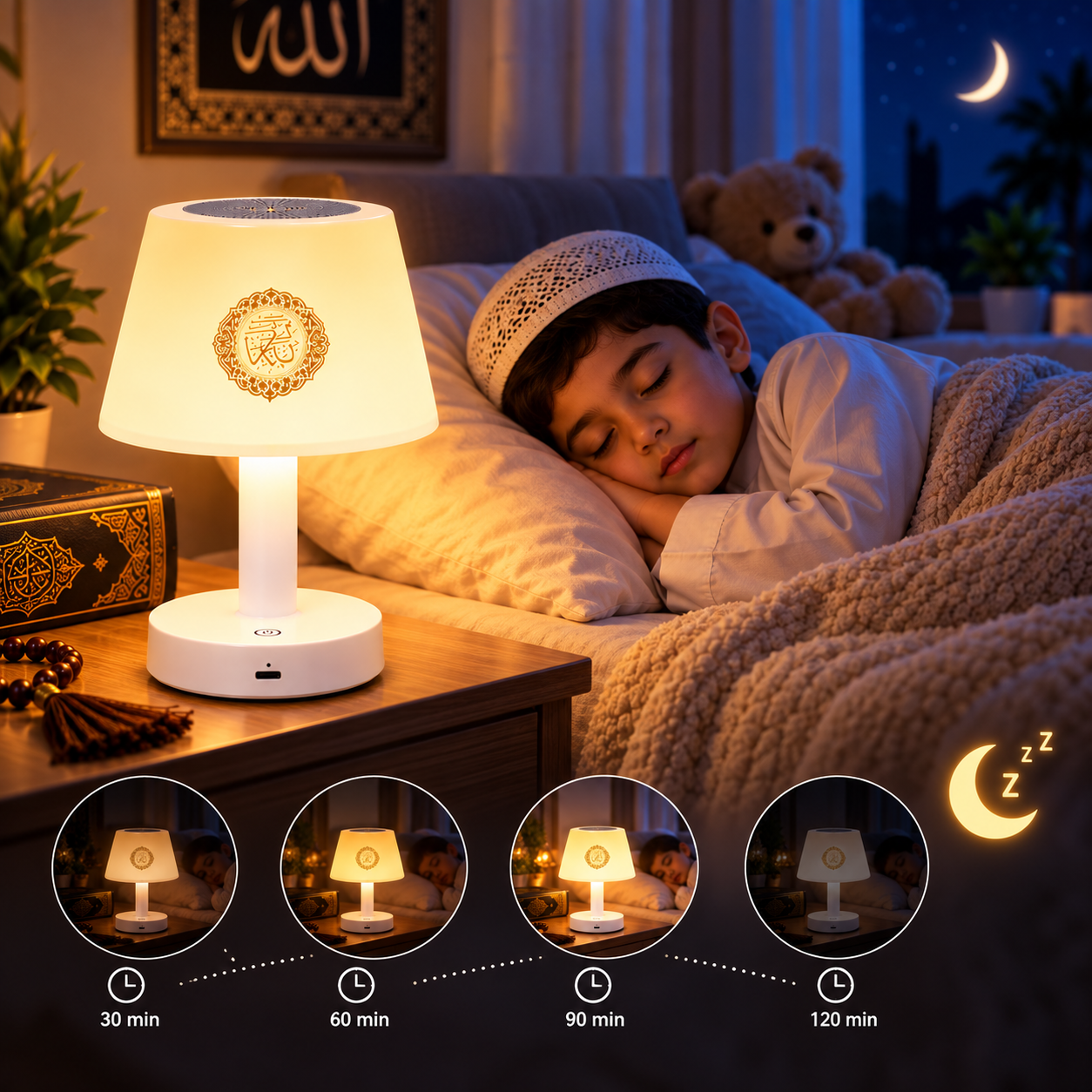 🌟 Lampe Veilleuse Coranique Tactile 3-en-1 (Premium Edition)