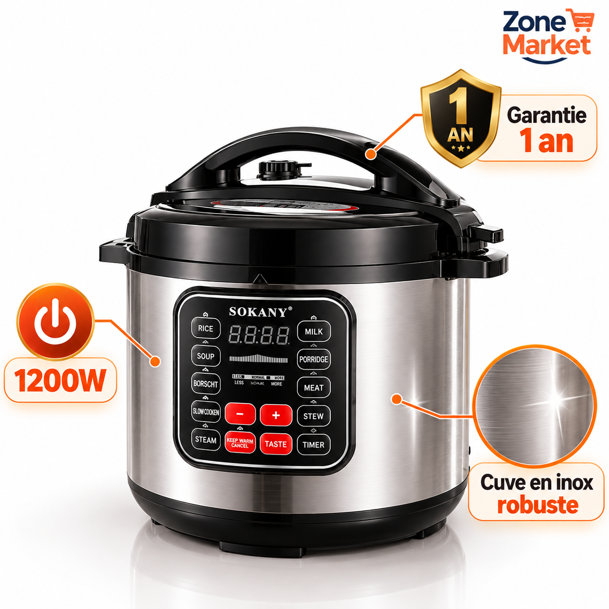 🎯 Autocuiseur Électrique Intelligent SOKANY  – Cuisinez vos Plats Préférés 3x Plus Vite !