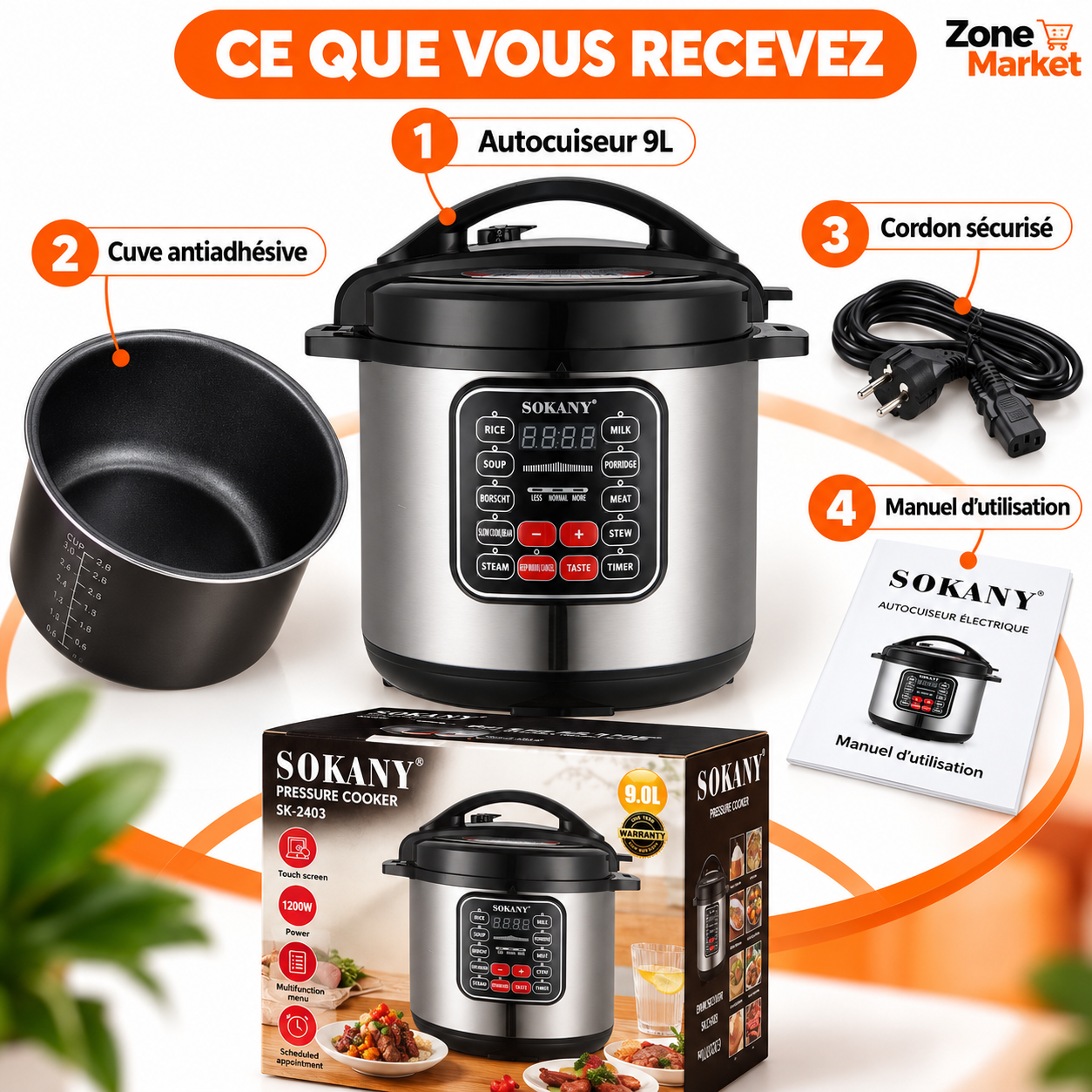 🎯 Autocuiseur Électrique Intelligent SOKANY  – Cuisinez vos Plats Préférés 3x Plus Vite !