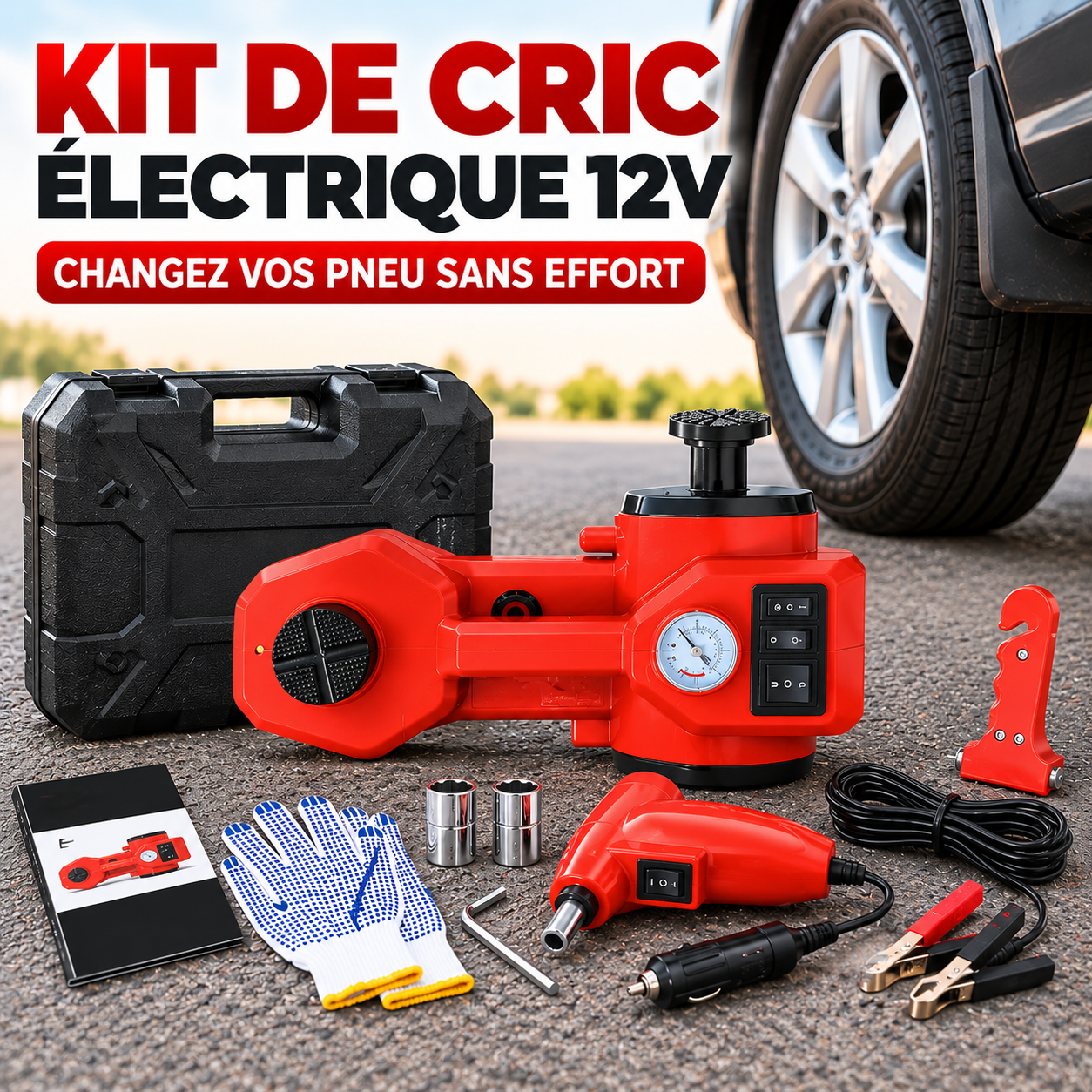 Cric Électrique 12V – Votre Sécurité en Cas de Panne