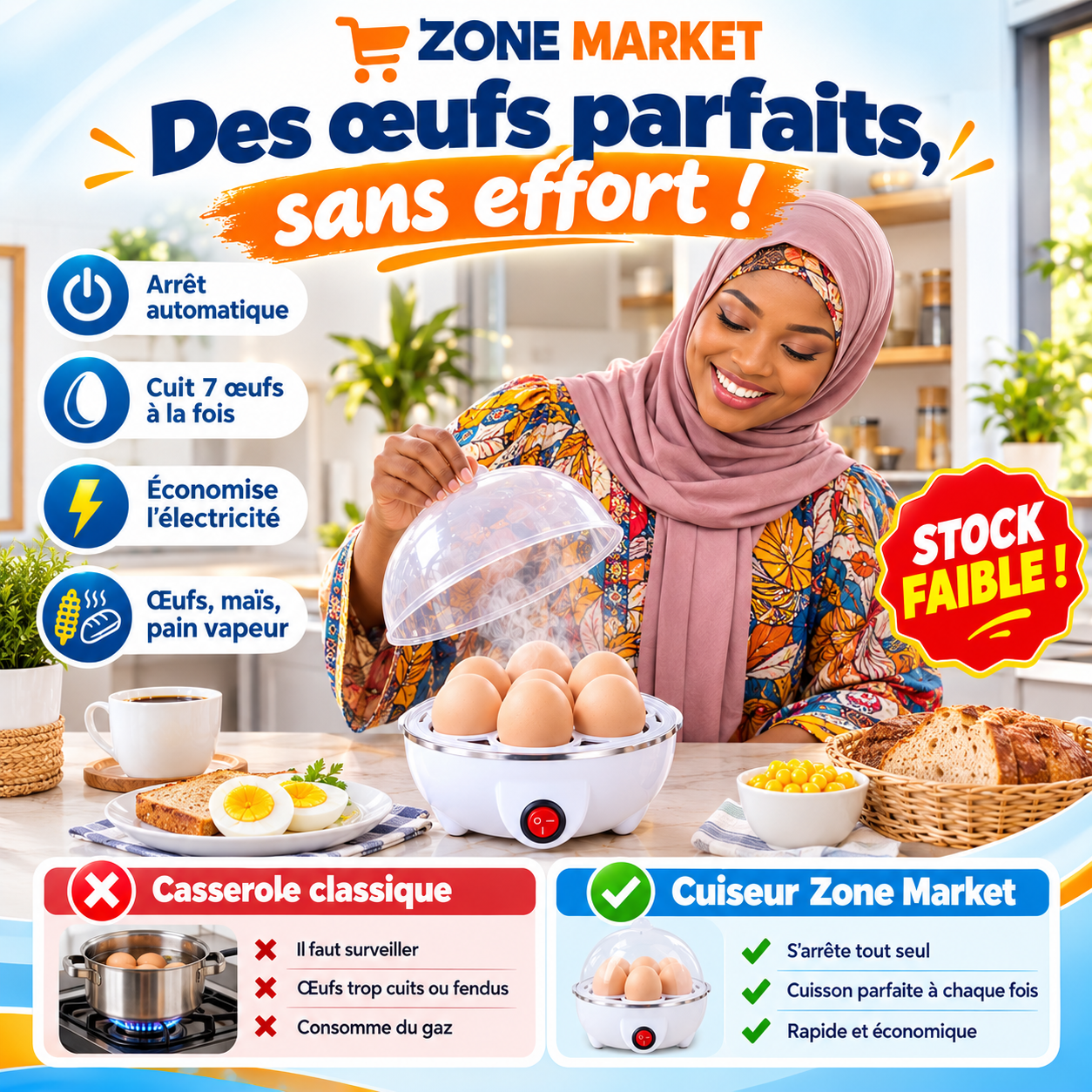 Cuiseur à Œufs Électrique – 7 Œufs Parfaits en Quelques Minutes