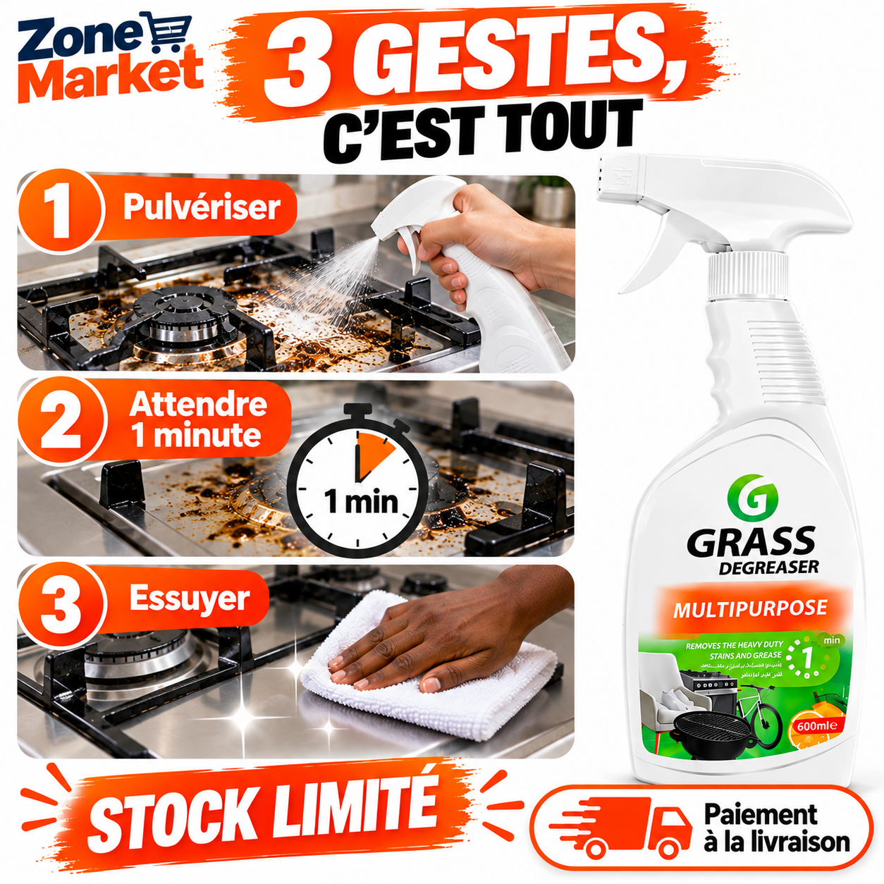 Le nettoyant cuisinière qui fait disparaitre la graisse en 1 minute chrono!