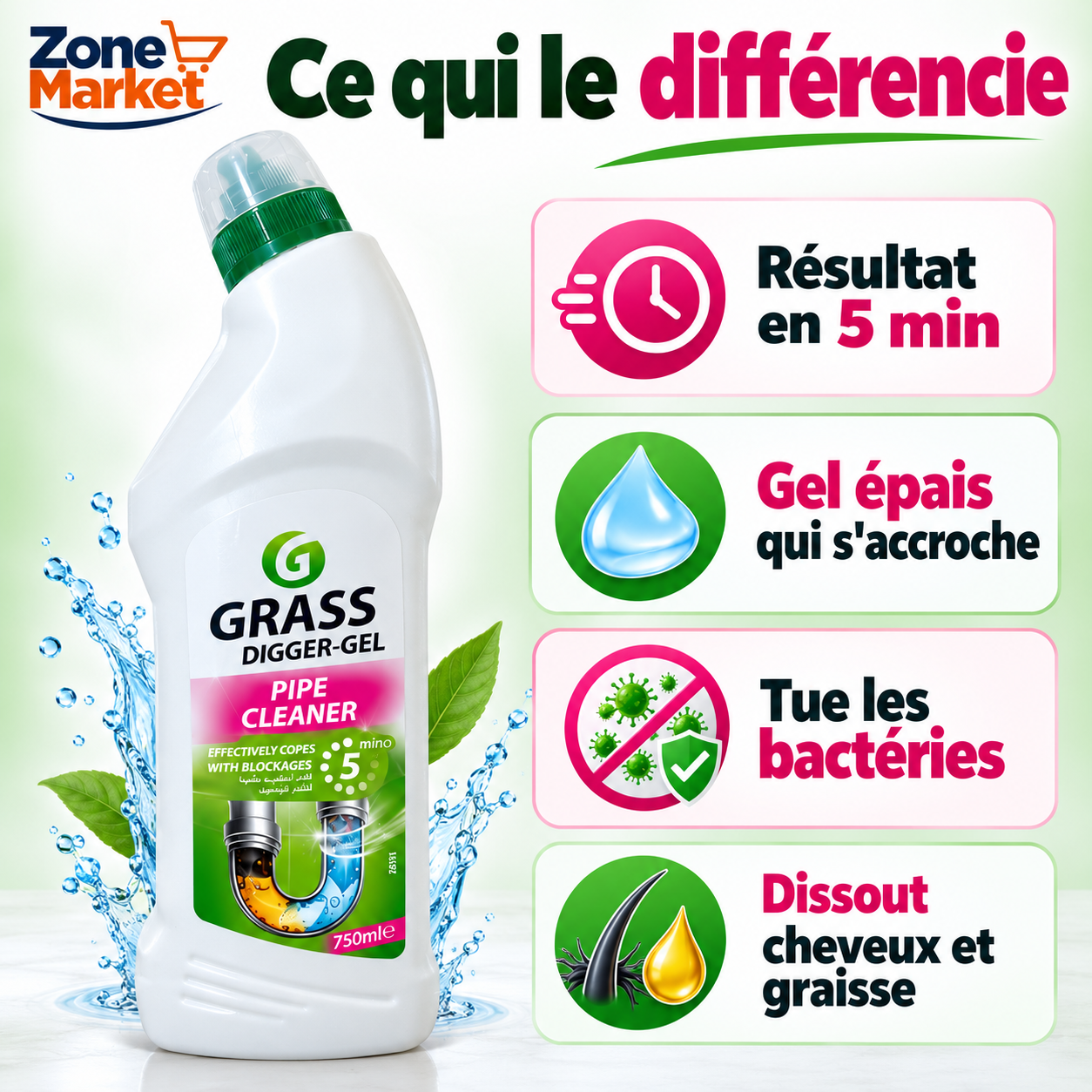 🚰 GRASS Digger-Gel : Tuyaux débouchés en 5 minutes !