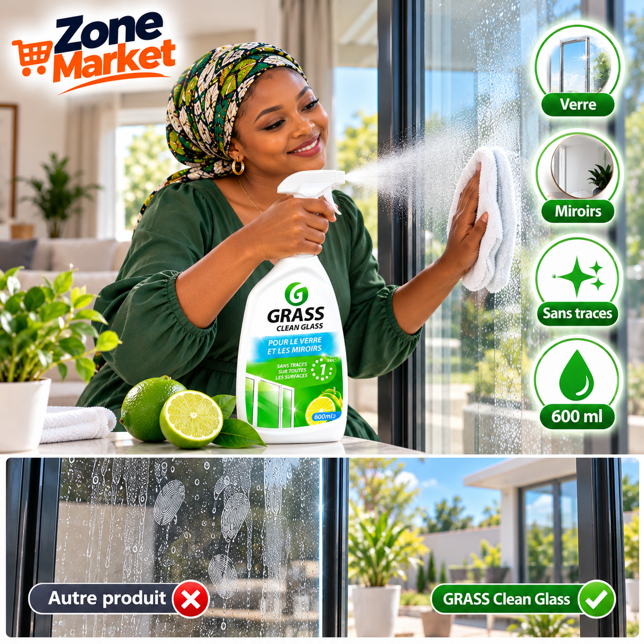 Le Spray Vitres et Miroirs qui ne laisse aucune trace