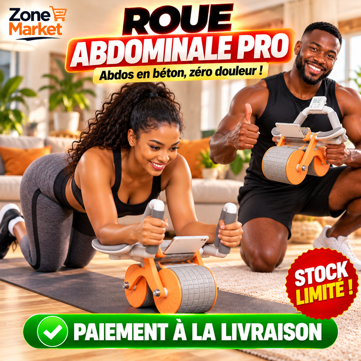 🎯 Roue Abdominale Pro Nouvelle Génération – Abdos Rapides & Sans Effort !