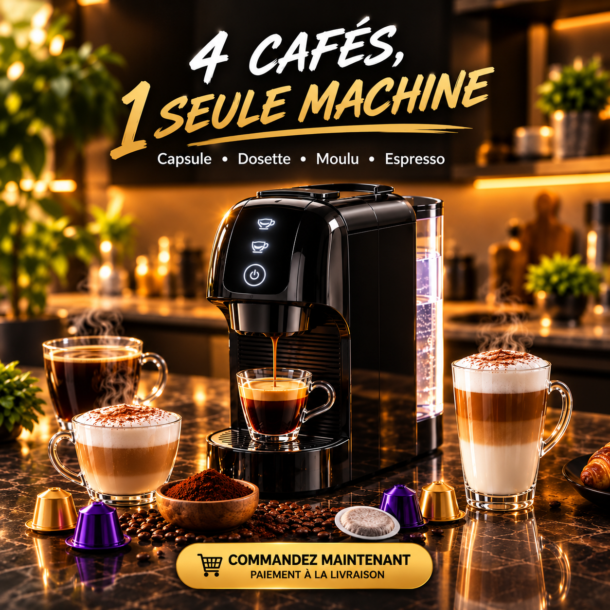 Machine à Café Multi-Capsules 4-en-1  – L'Expérience Café Ultime à la Maison